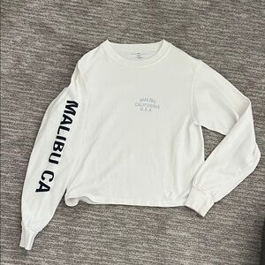 Brandy Melville White Cotton Crewneck long sleeve one size fits all